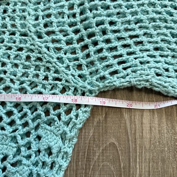 Modern Soul Linen Cotton Blend Crochet Light Blue Button Front Cardigan Size XS - Picture 9 of 11